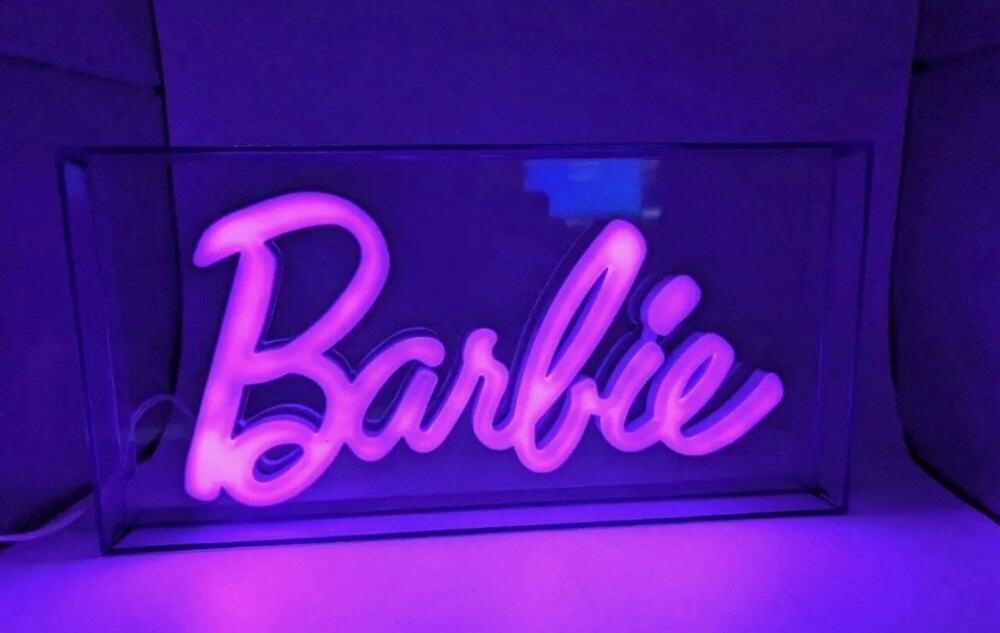 Barbie Neon Pink Logo LED Light Lamp USB Powered Sign Room Decor Tested working